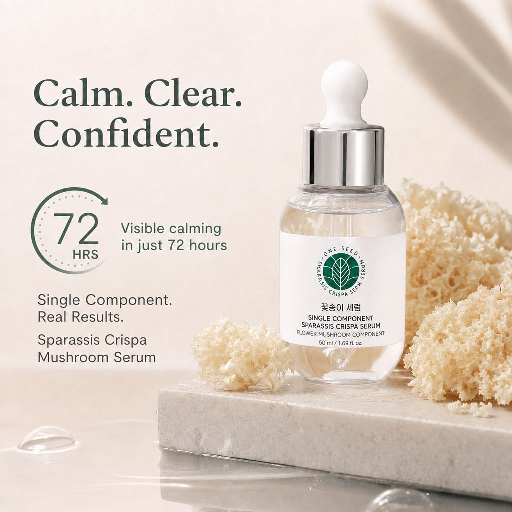 ONE SEED Sparassis Crispa (Cauliflower Mushroom) Pure Serum / 3-Day SOS Calming Solution | Pure Beta-Glucan Recovery